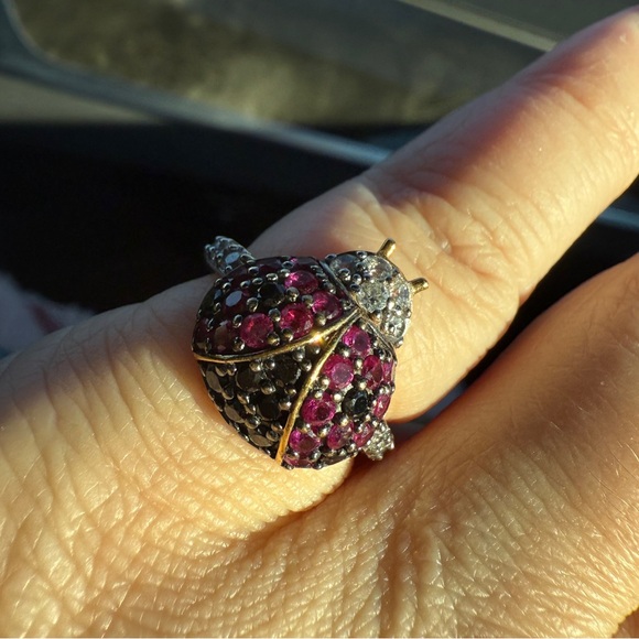 Jean Dousset 1.35ct Ruby and diamond Lady Bug Ring